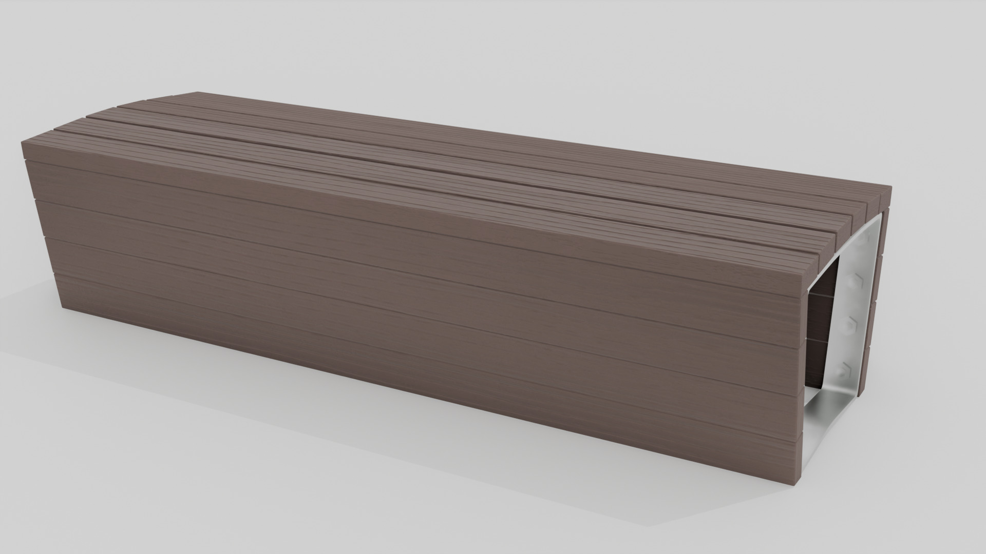 Outdoor Wooden Bench 6 Low-poly 3D model_2