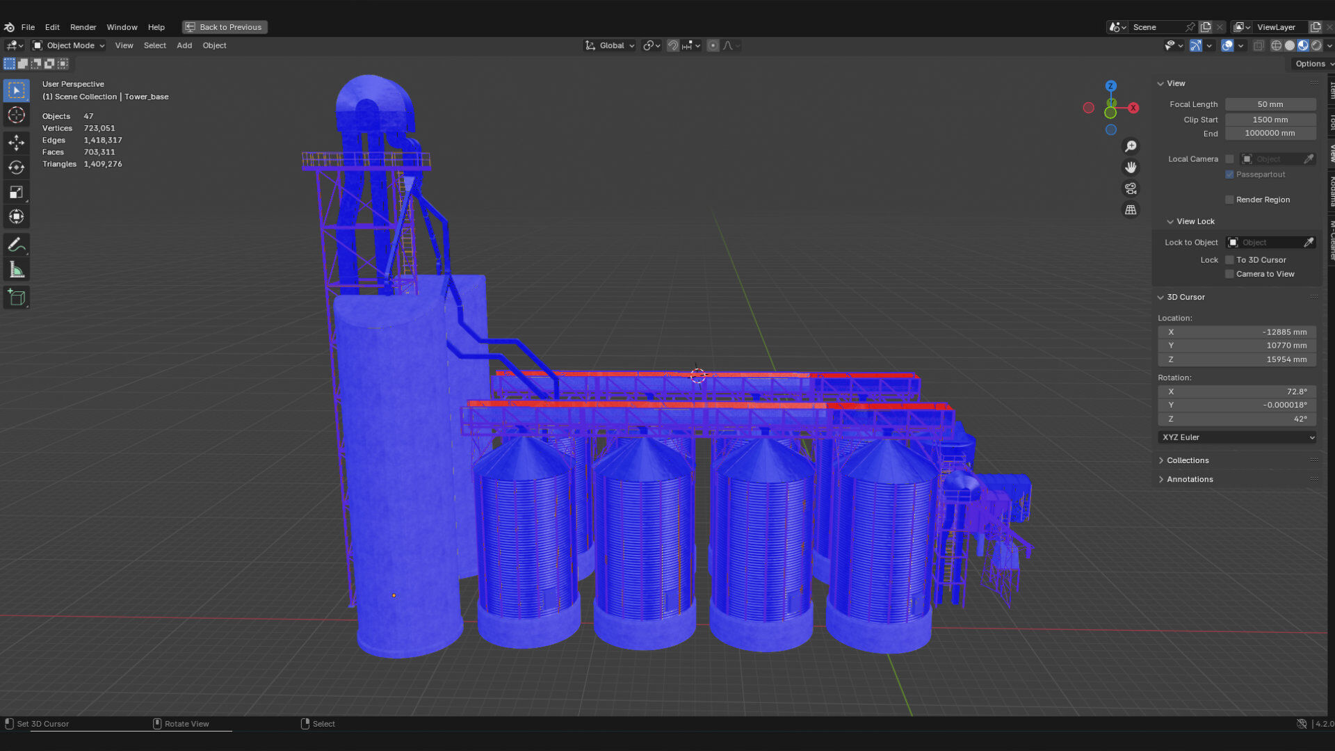 Indudtsrial Plant Grain Silo 3D Model Of Granery 3D model_3