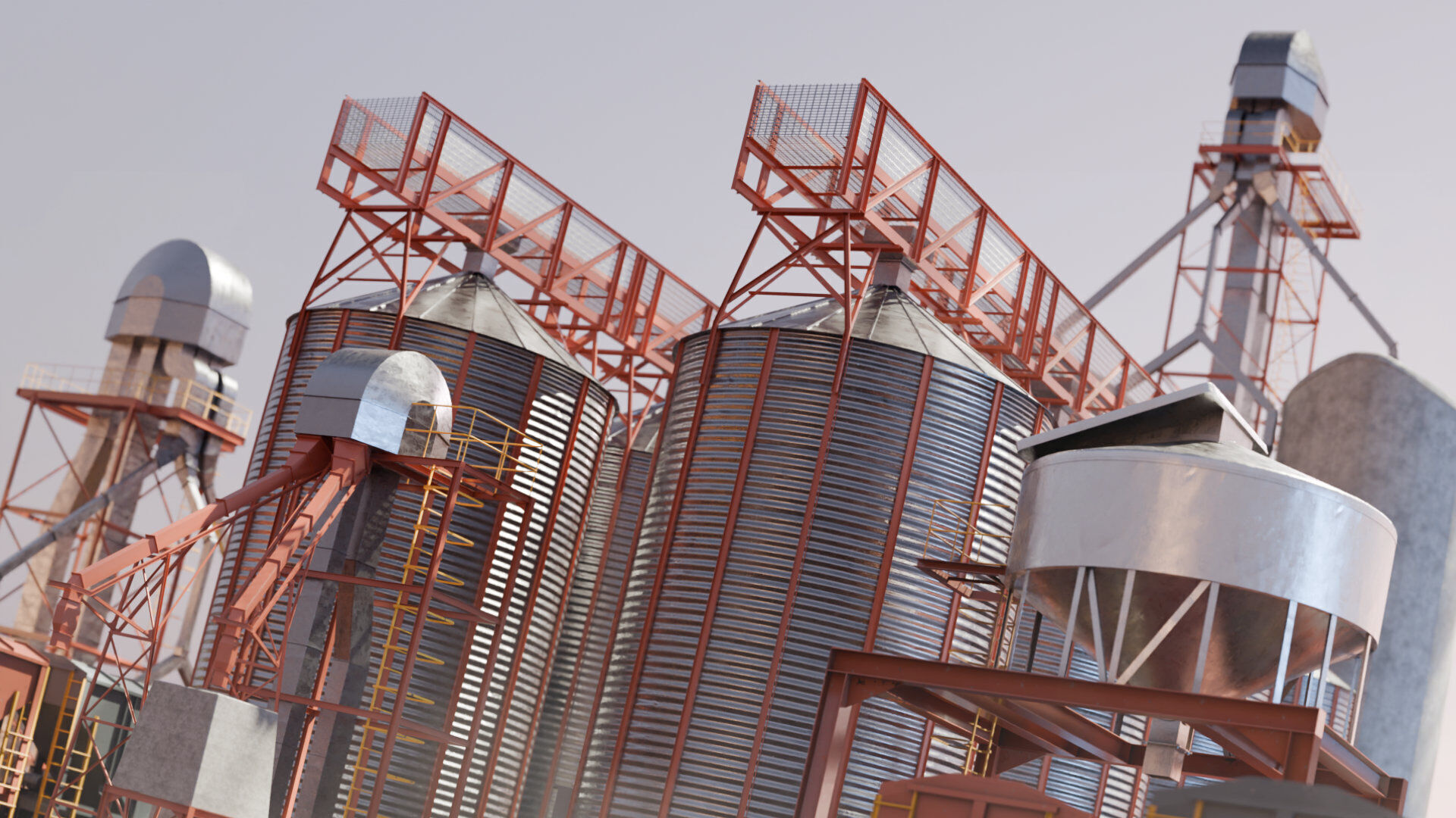 Indudtsrial Plant Grain Silo 3D Model Of Granery 3D model_1