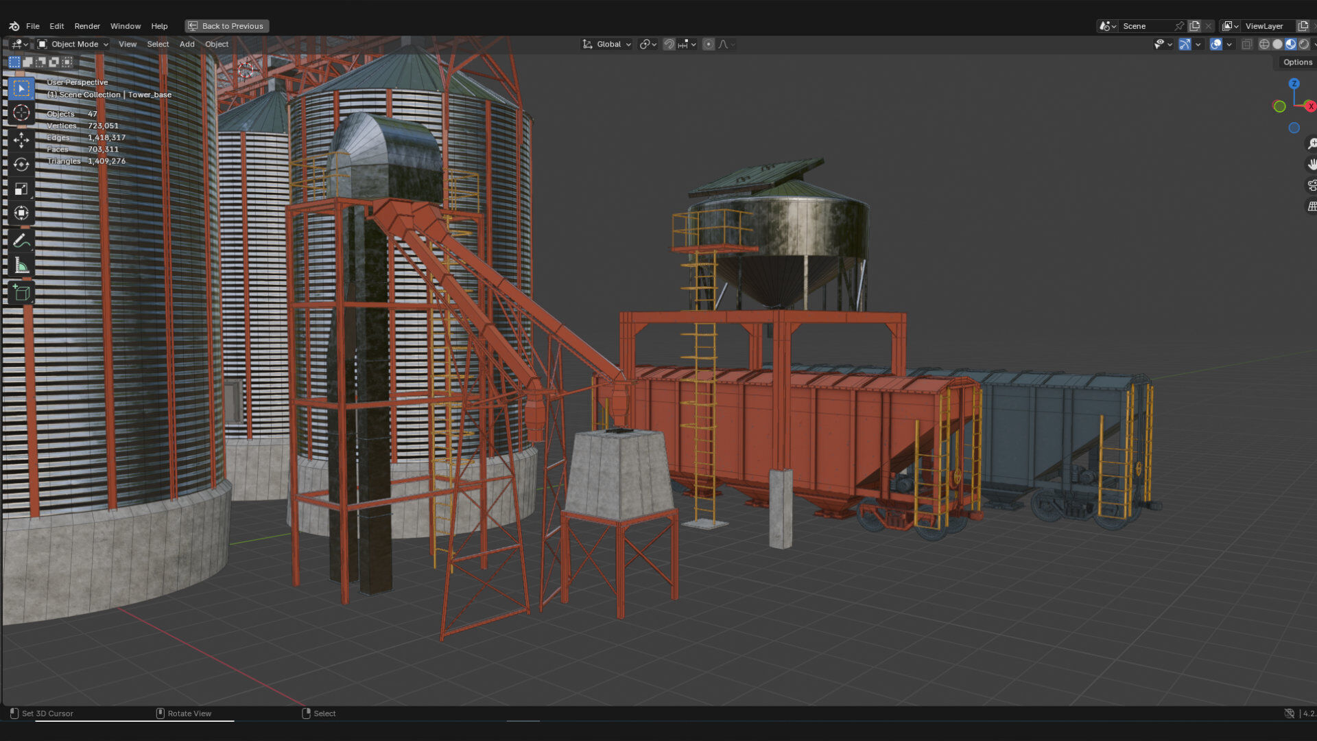 Indudtsrial Plant Grain Silo 3D Model Of Granery 3D model_8