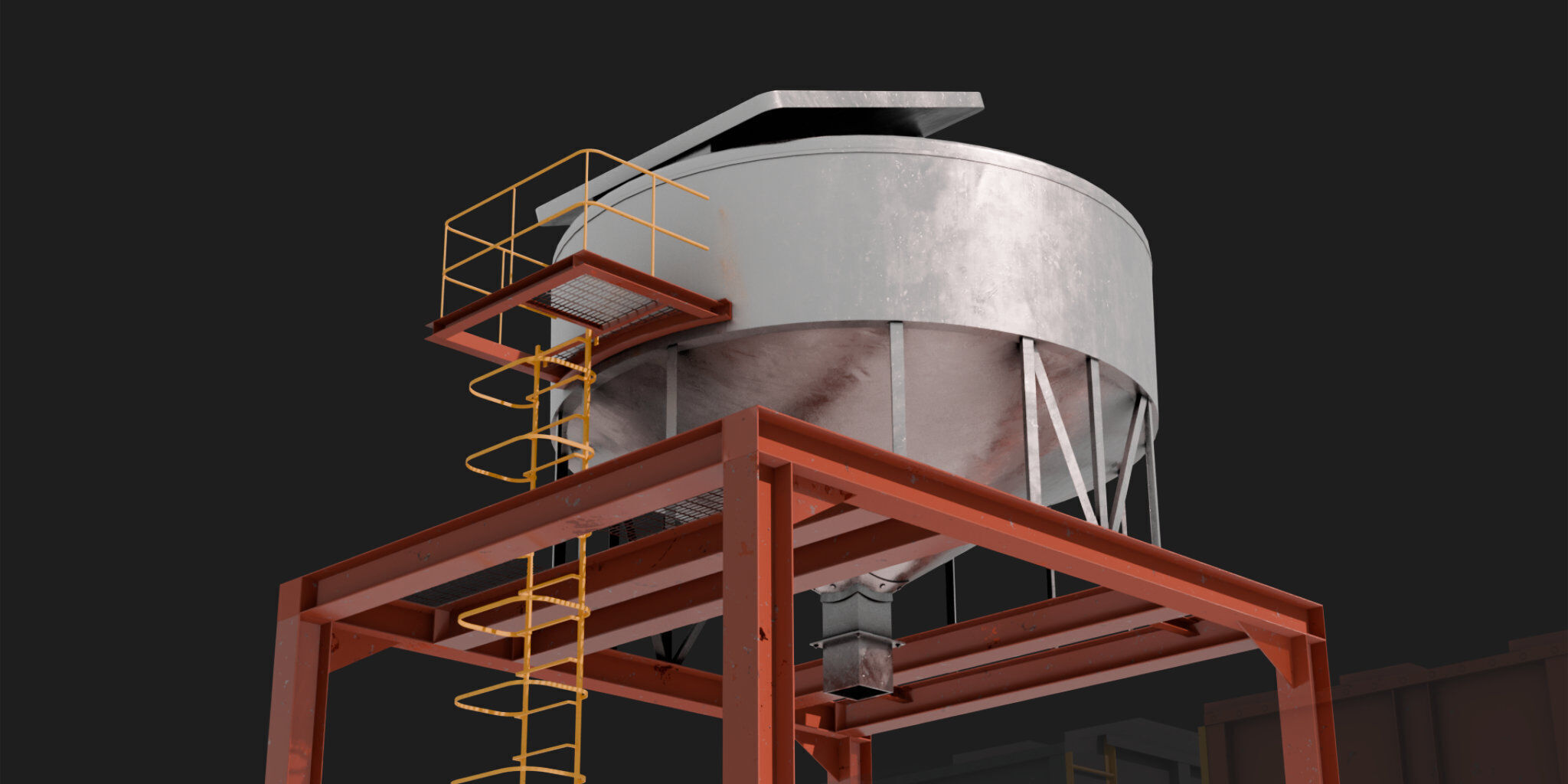 Indudtsrial Plant Grain Silo 3D Model Of Granery 3D model_10