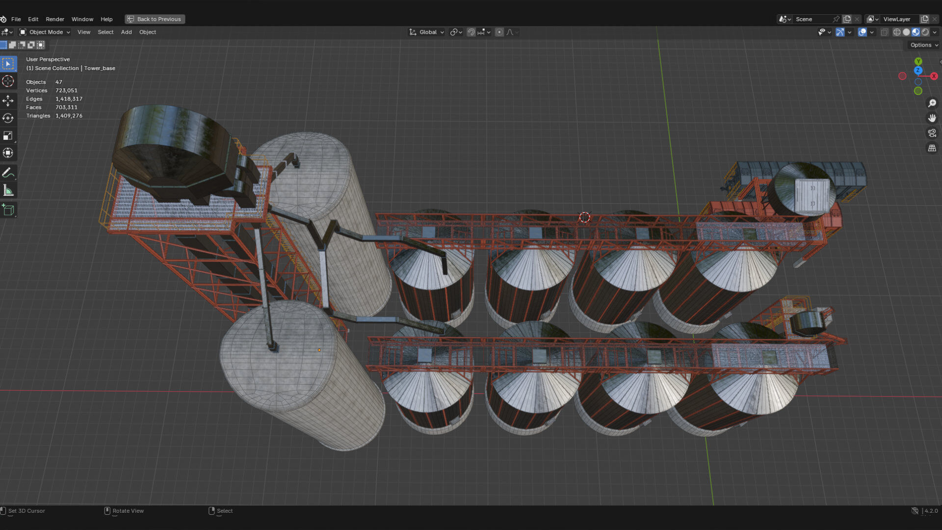 Indudtsrial Plant Grain Silo 3D Model Of Granery 3D model_4