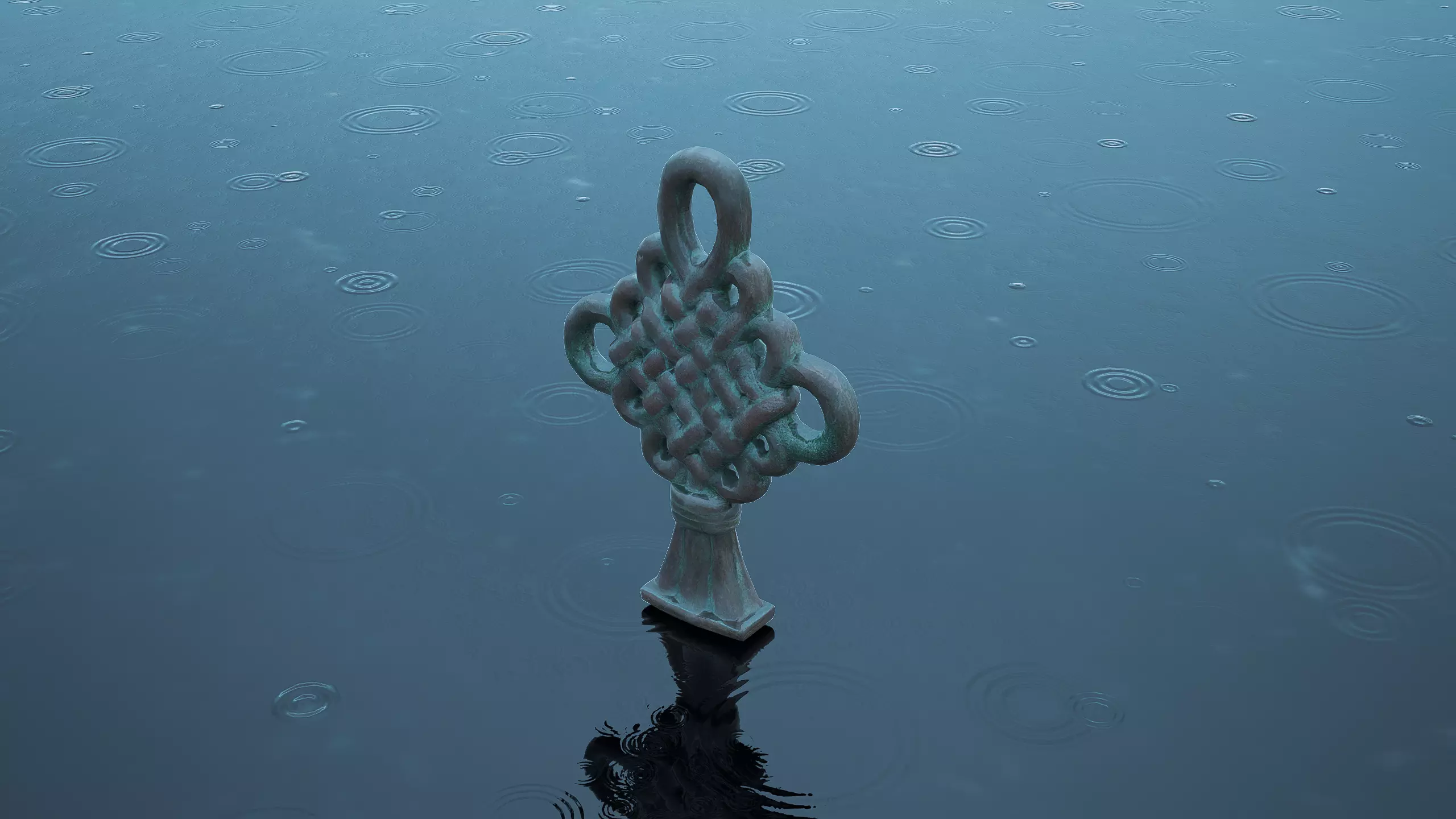 Chinese knot bronze sculpture Low-poly 3D model