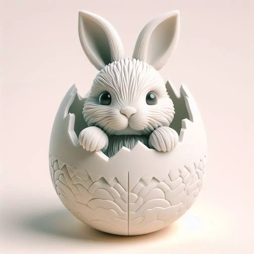 Easter Bunny in Egg 3D print model_0