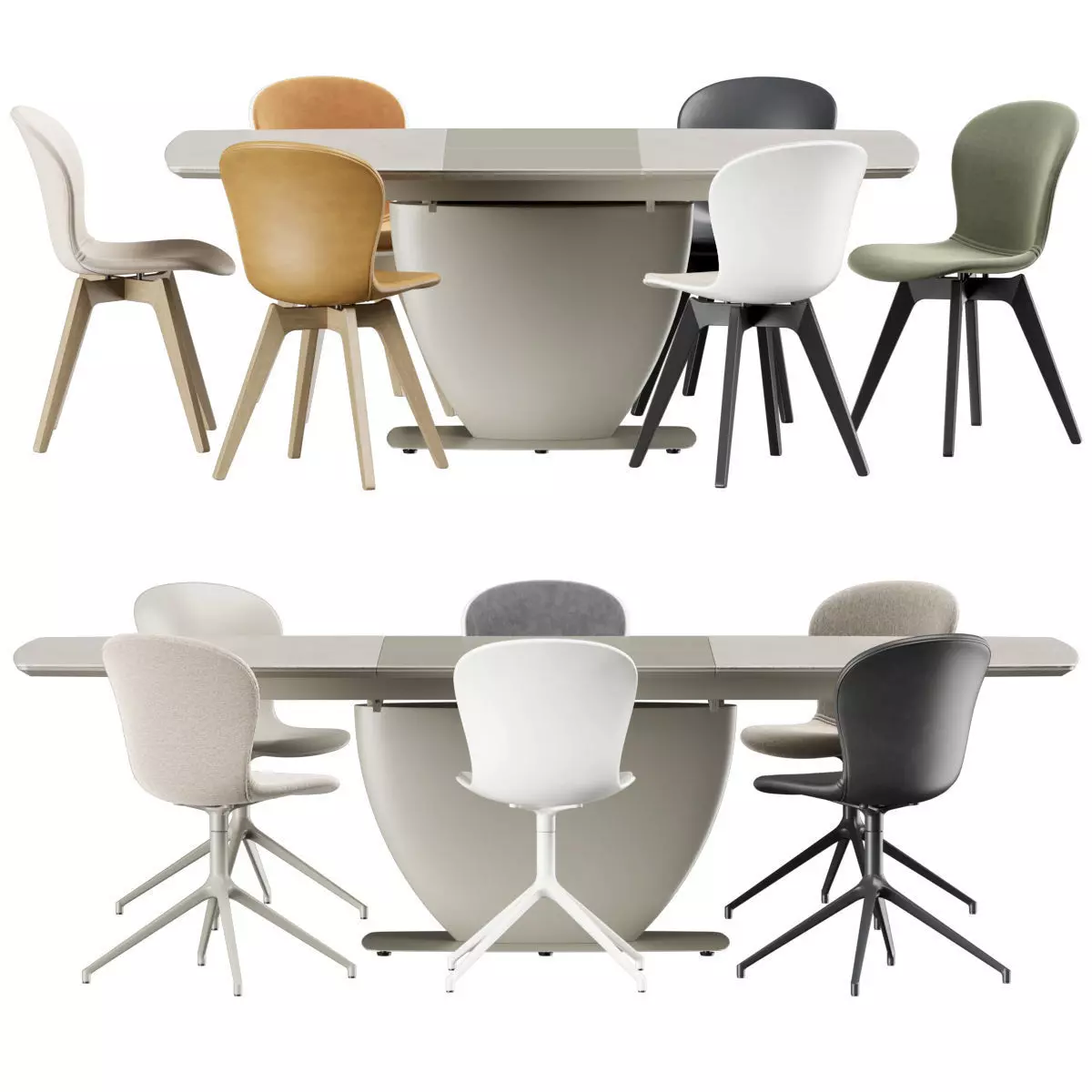 Boconcept - Fiorentina table Adelaide chair set 02 3D model