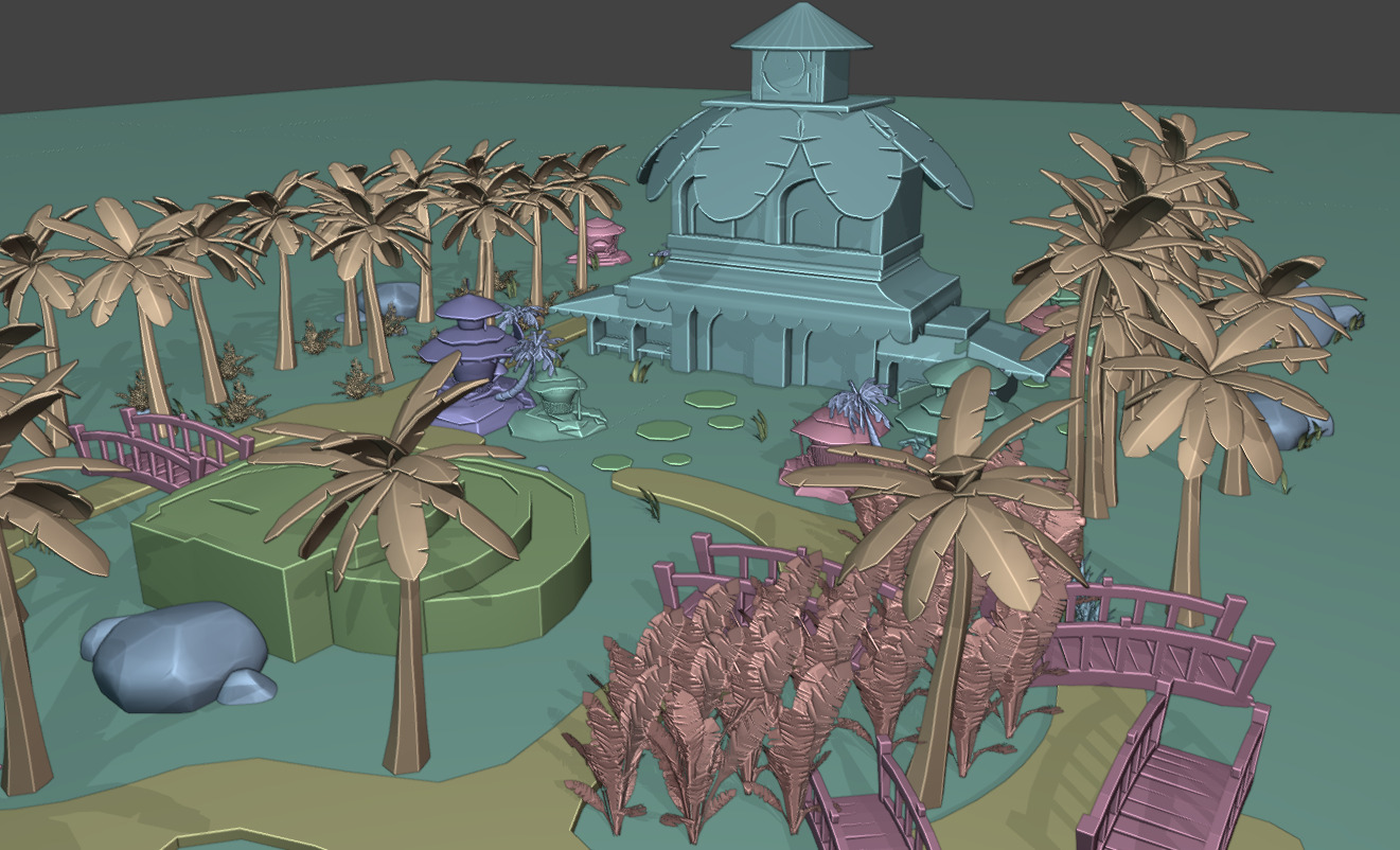 Coco Oasis Village  Stylized 3D Environment Pack Low-poly 3D model_12
