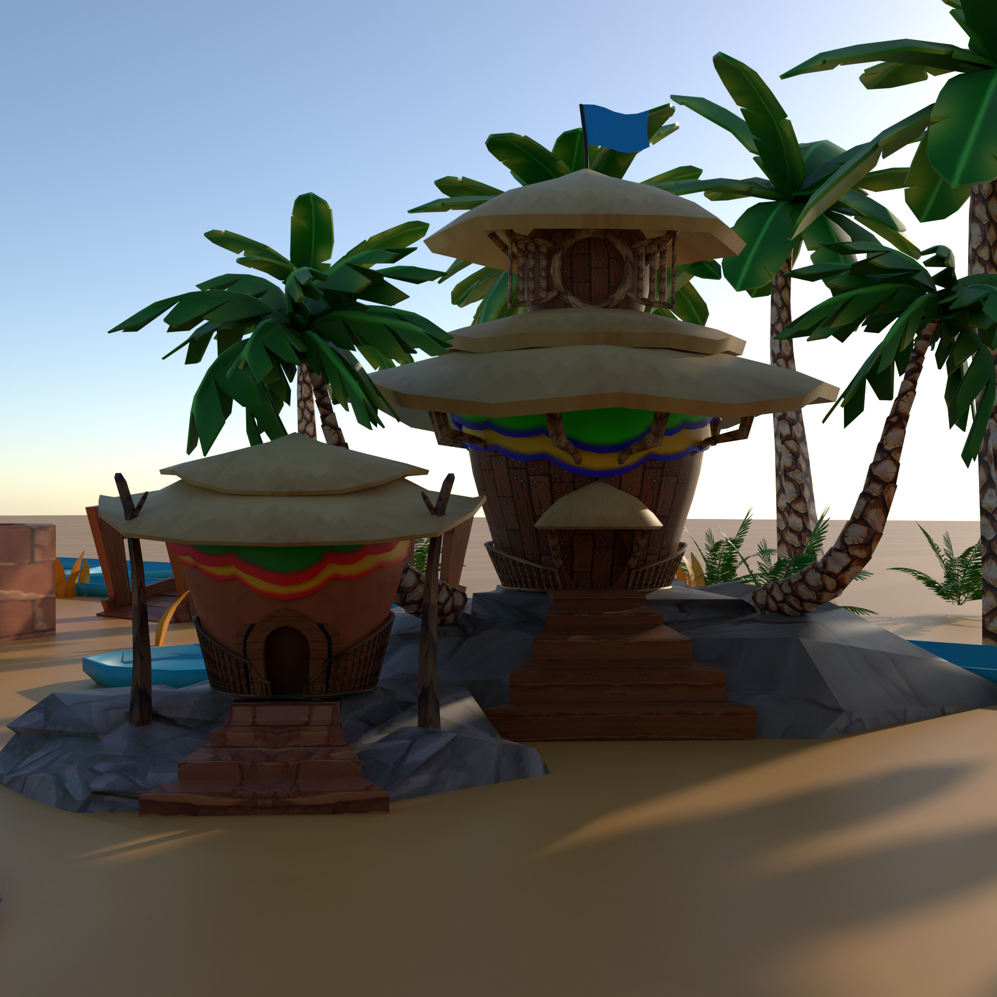 Coco Oasis Village  Stylized 3D Environment Pack Low-poly 3D model_2