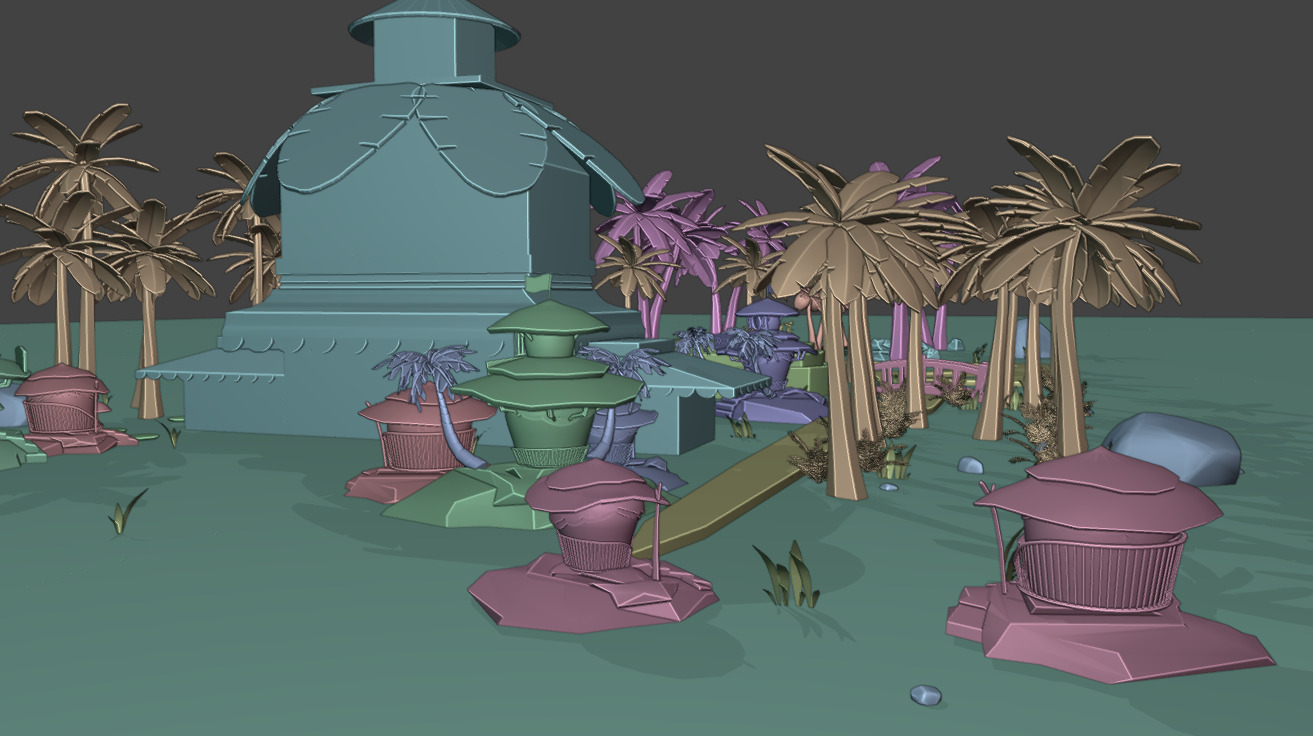 Coco Oasis Village  Stylized 3D Environment Pack Low-poly 3D model_9