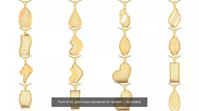 Pack of 32 gold fusion pendants for women 