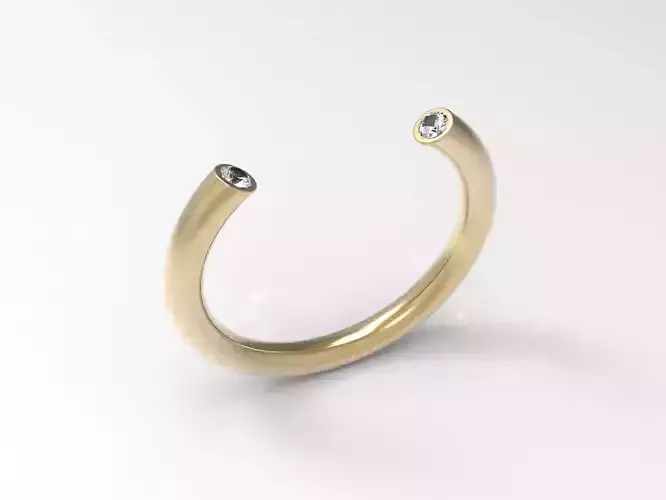 Open Ring with Two Round Stones Free 3D print model