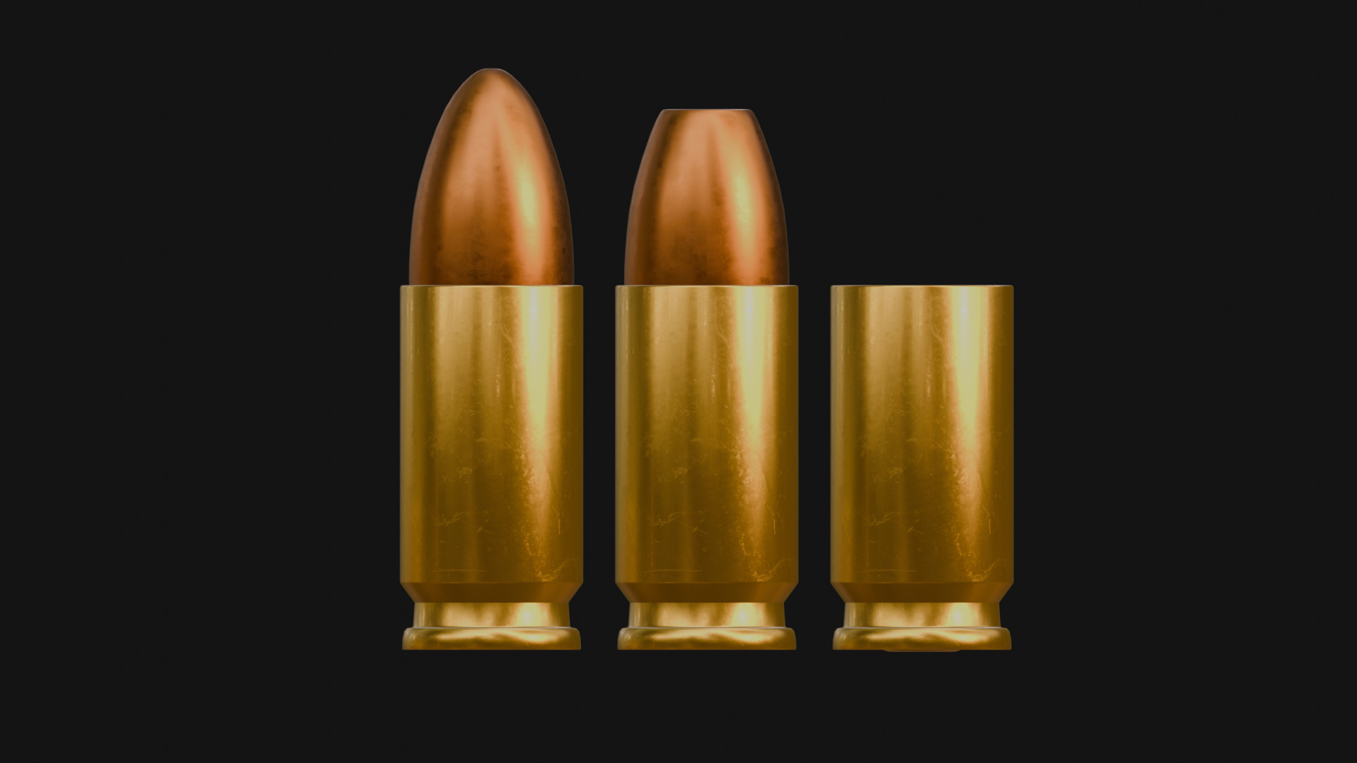 Bullets 3D Model Hollow Point FMJ and Fired 3D model_5