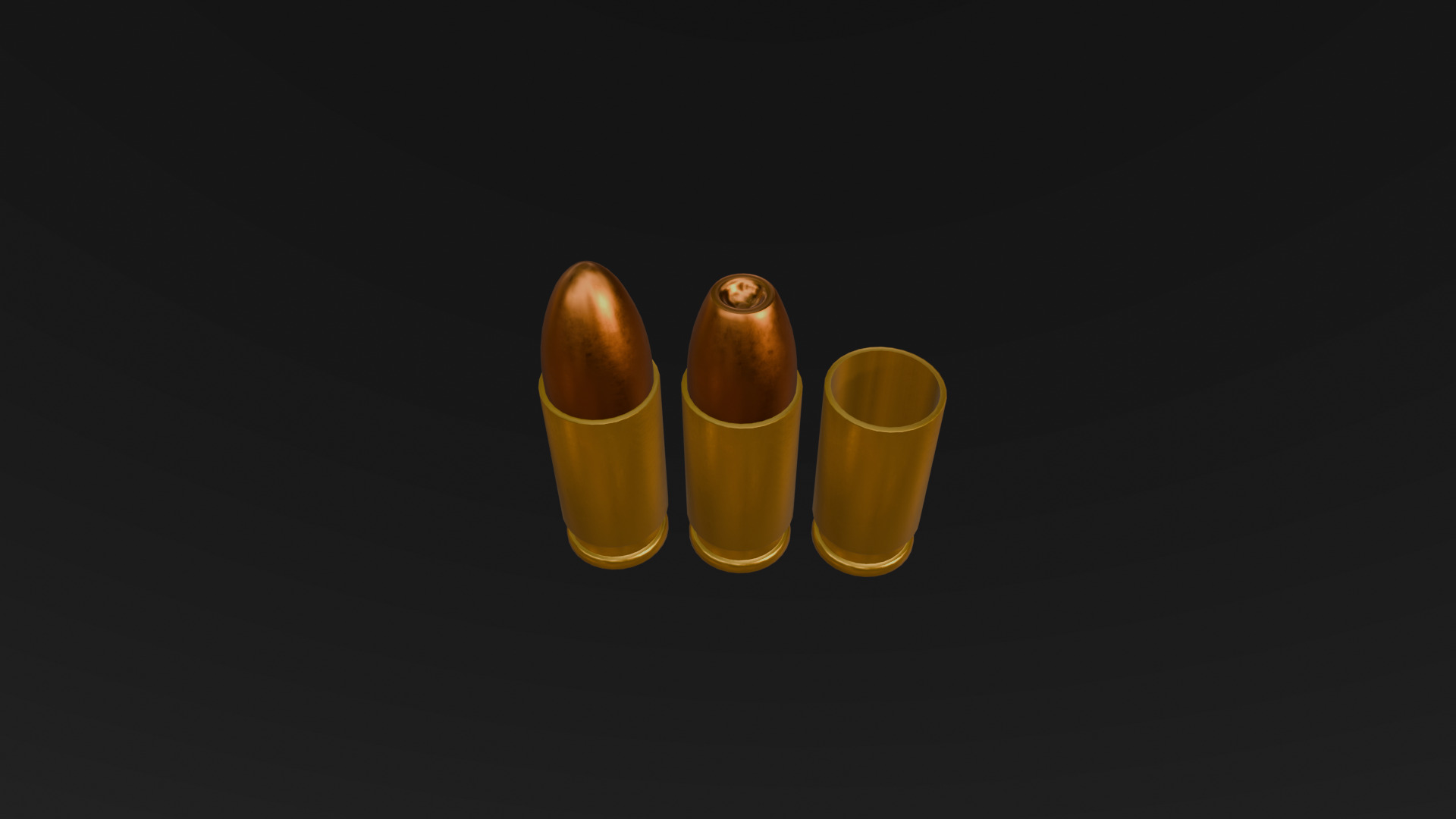 Bullets 3D Model Hollow Point FMJ and Fired 3D model_1