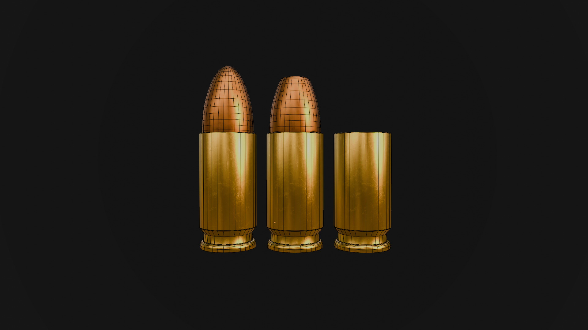 Bullets 3D Model Hollow Point FMJ and Fired 3D model_3