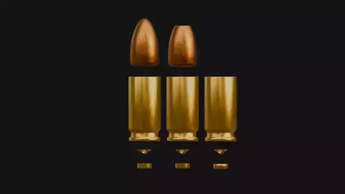 Bullets 3D Model  Hollow Point FMJ and Fired