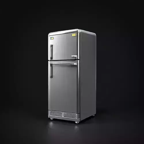Modern Double-Door Refrigerator 3D Model