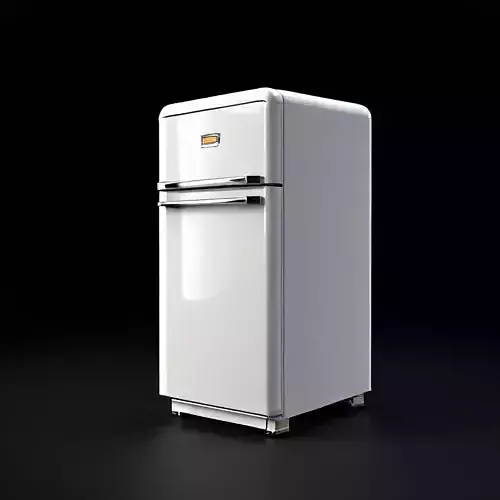Retro White Refrigerator 3D Model Classic Stylized Kitchen Prop