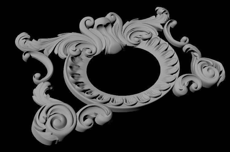 Central decor ornament for furniture 3D model_4