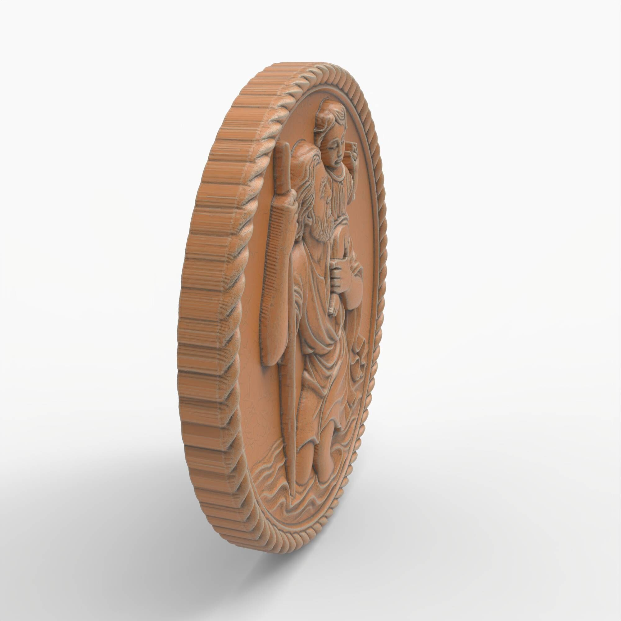 Saint Christopher Medallion Religious Plaque Relief Coin 3D print model_5