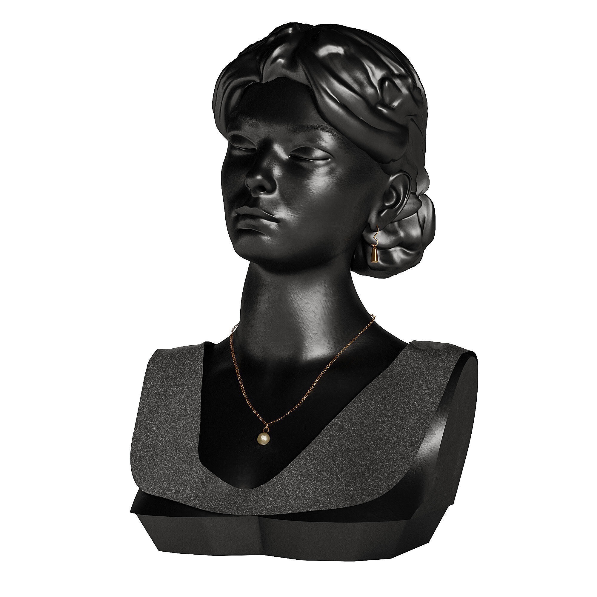 Elegant Female Bust Sculpture 3D model_1