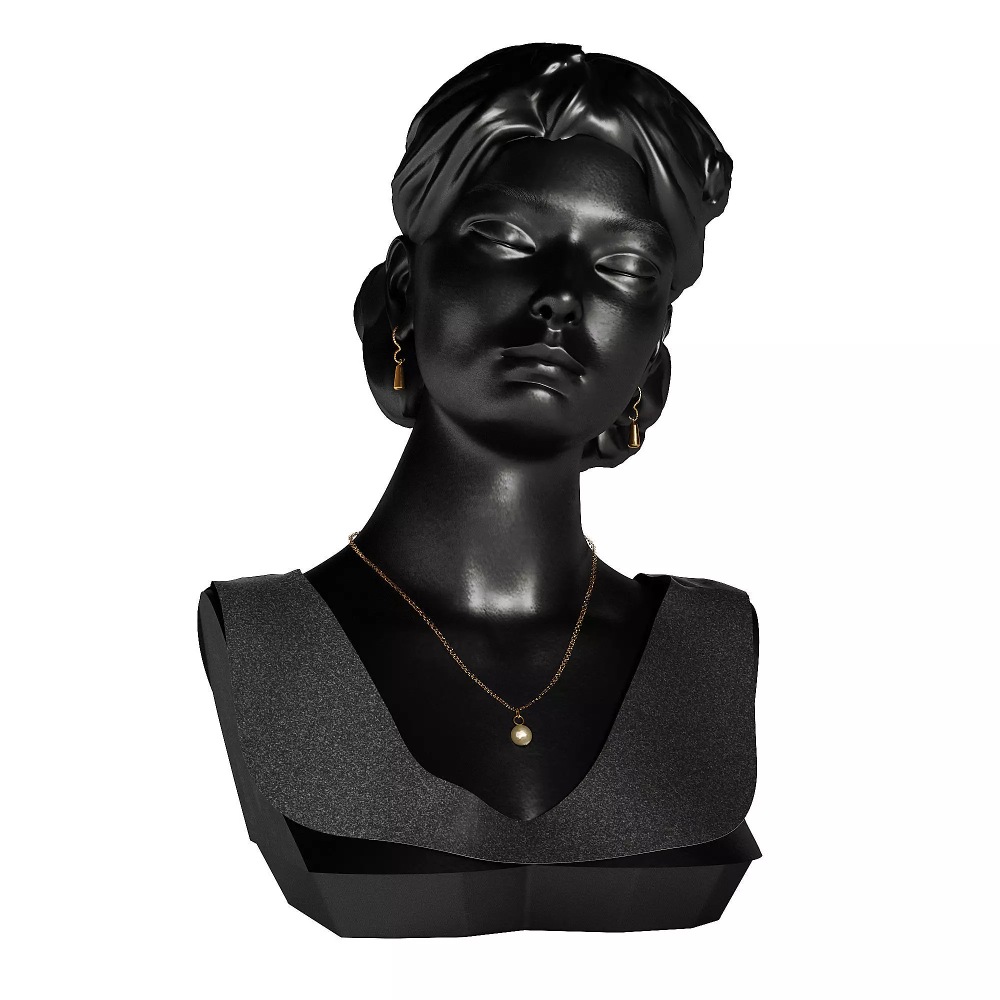 Elegant Female Bust Sculpture 3D model_0