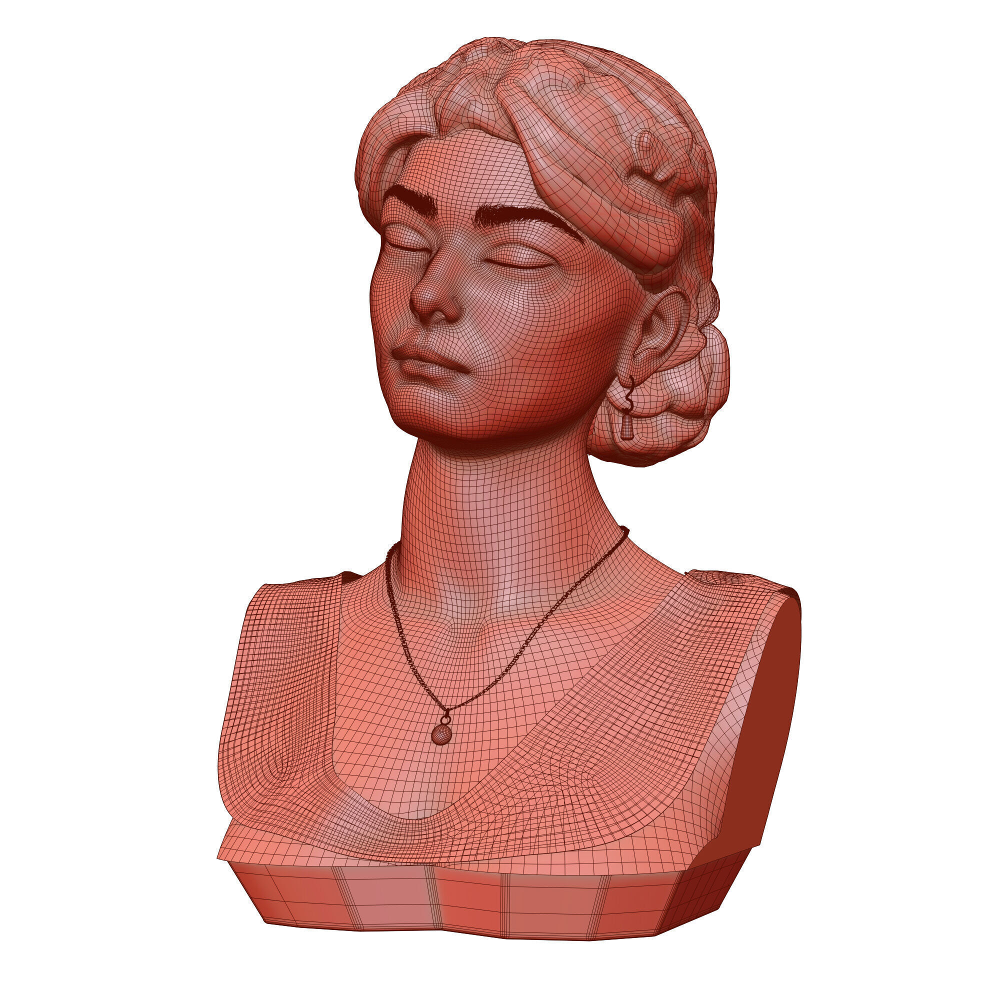 Elegant Female Bust Sculpture 3D model_3