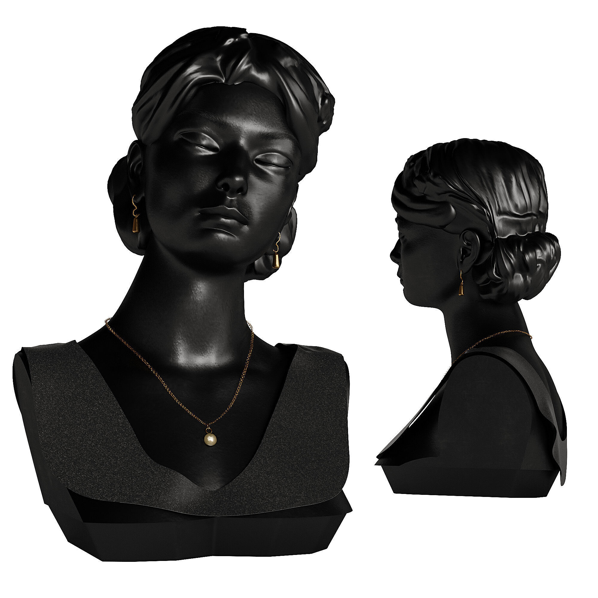 Elegant Female Bust Sculpture 3D model_2