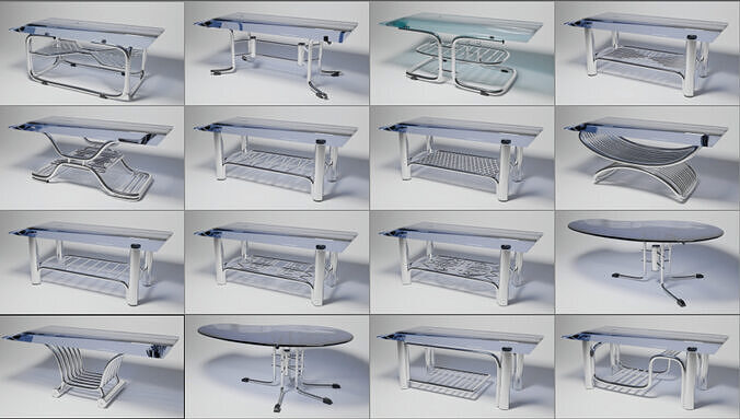  Glass Table Collection 30 Models 3D Asset Pack 3D model