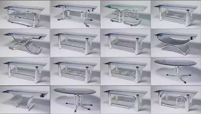  Glass Table Collection 30 Models 3D Asset Pack