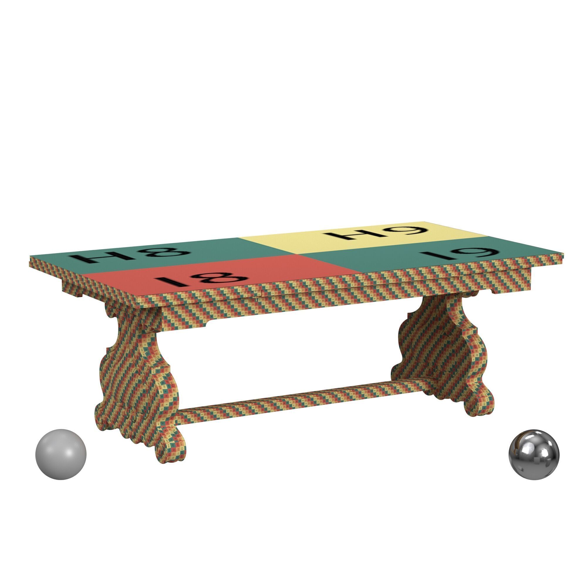 Antique Dutch Rustic Neoclassical Trestle Table 3D model_2