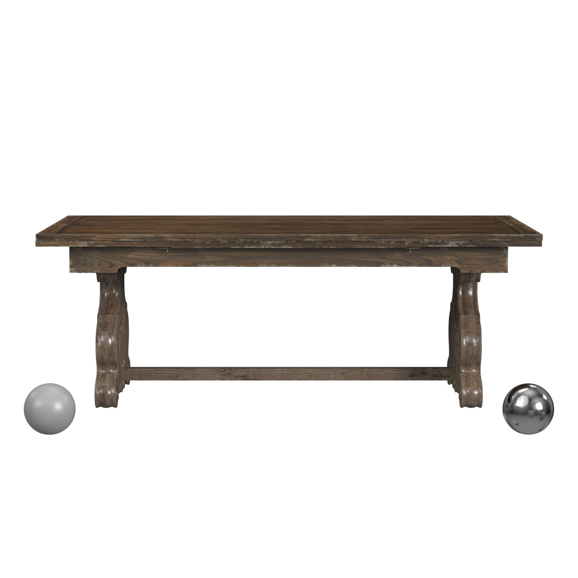 Antique Dutch Rustic Neoclassical Trestle Table 3D model_1
