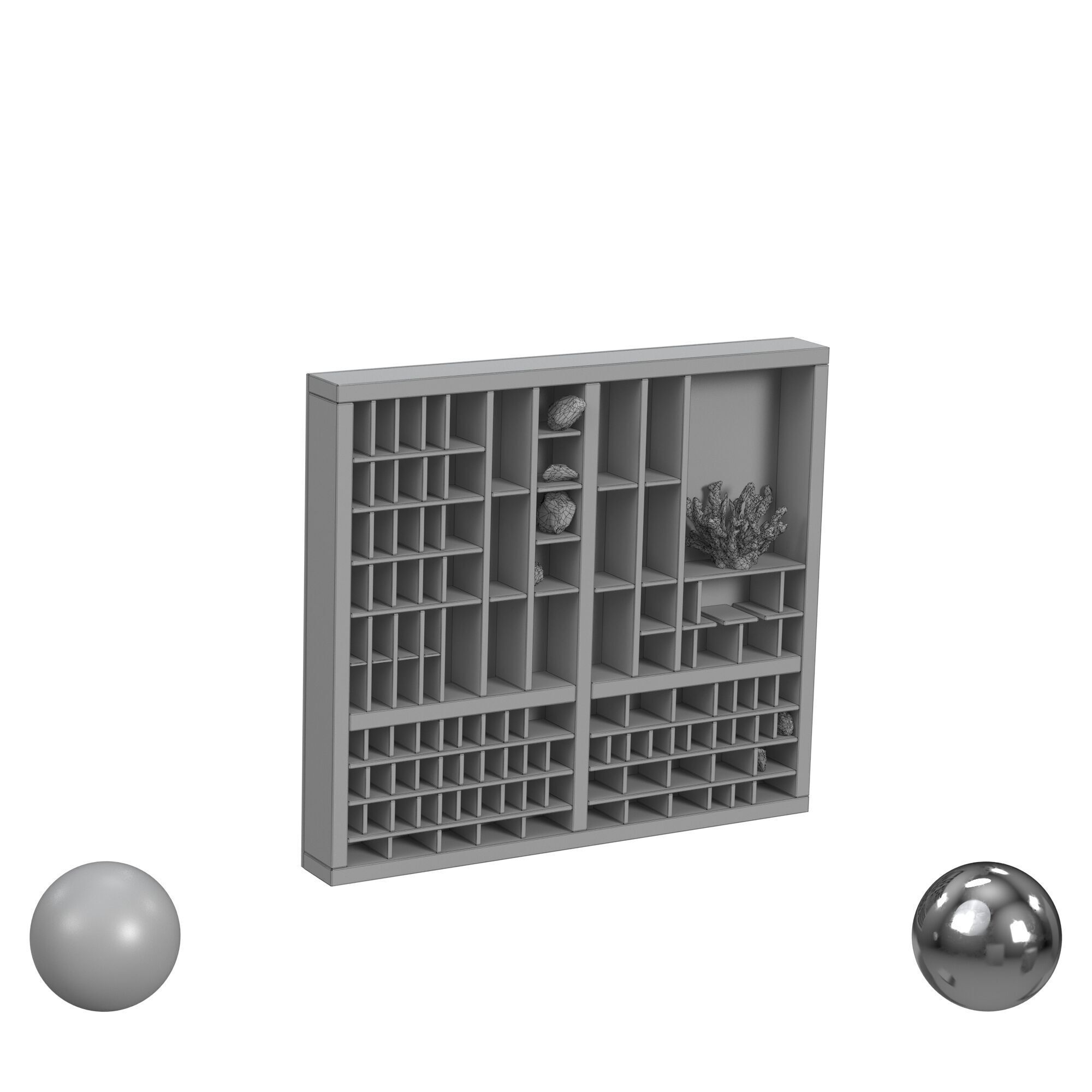 Antique Printers Tray Wall Shelf v2 3D model_3