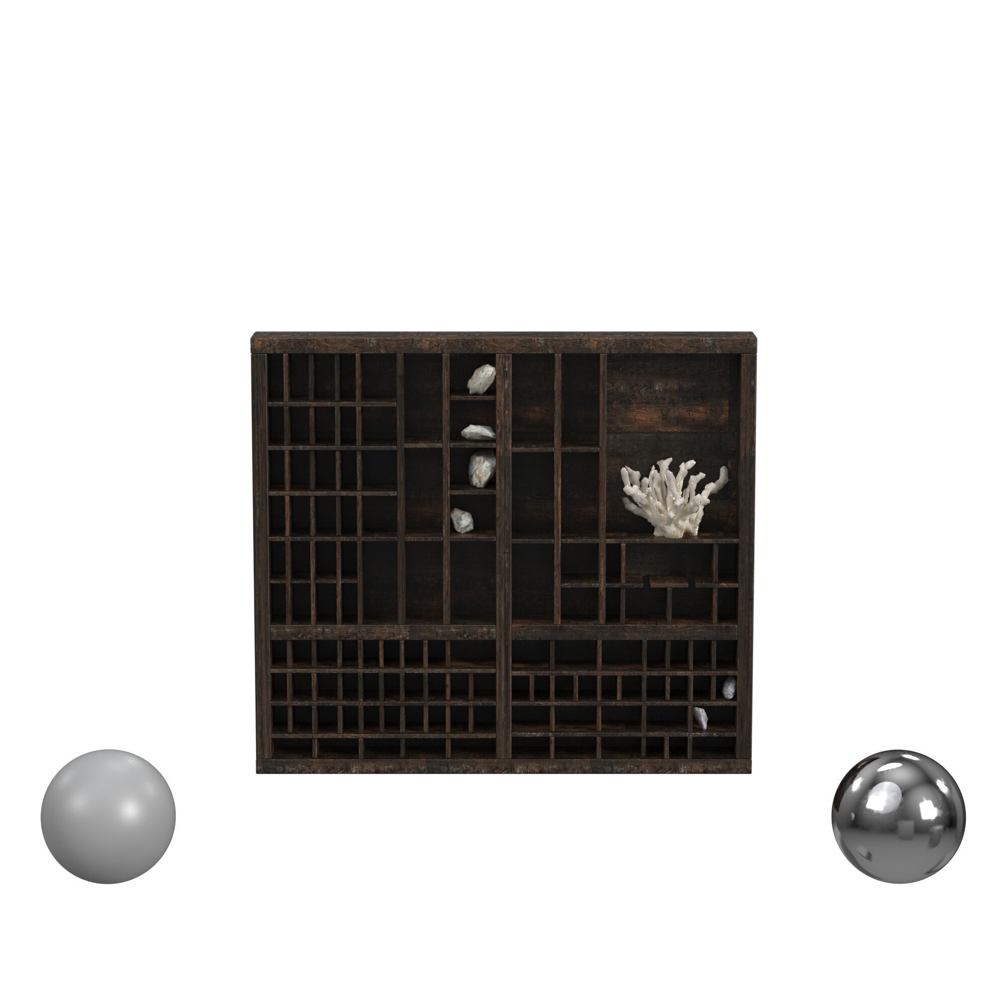 Antique Printers Tray Wall Shelf v2 3D model_1