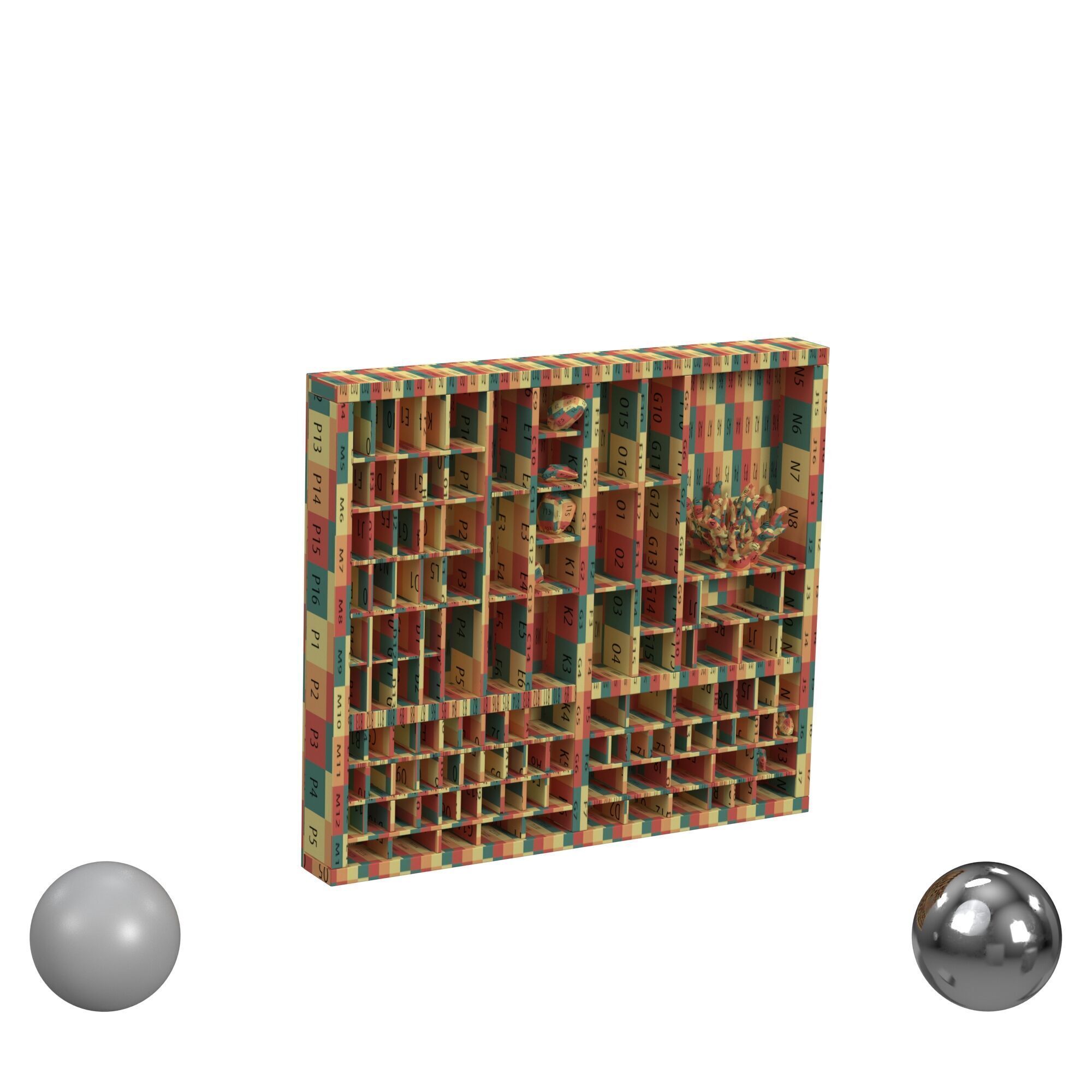 Antique Printers Tray Wall Shelf v2 3D model_2