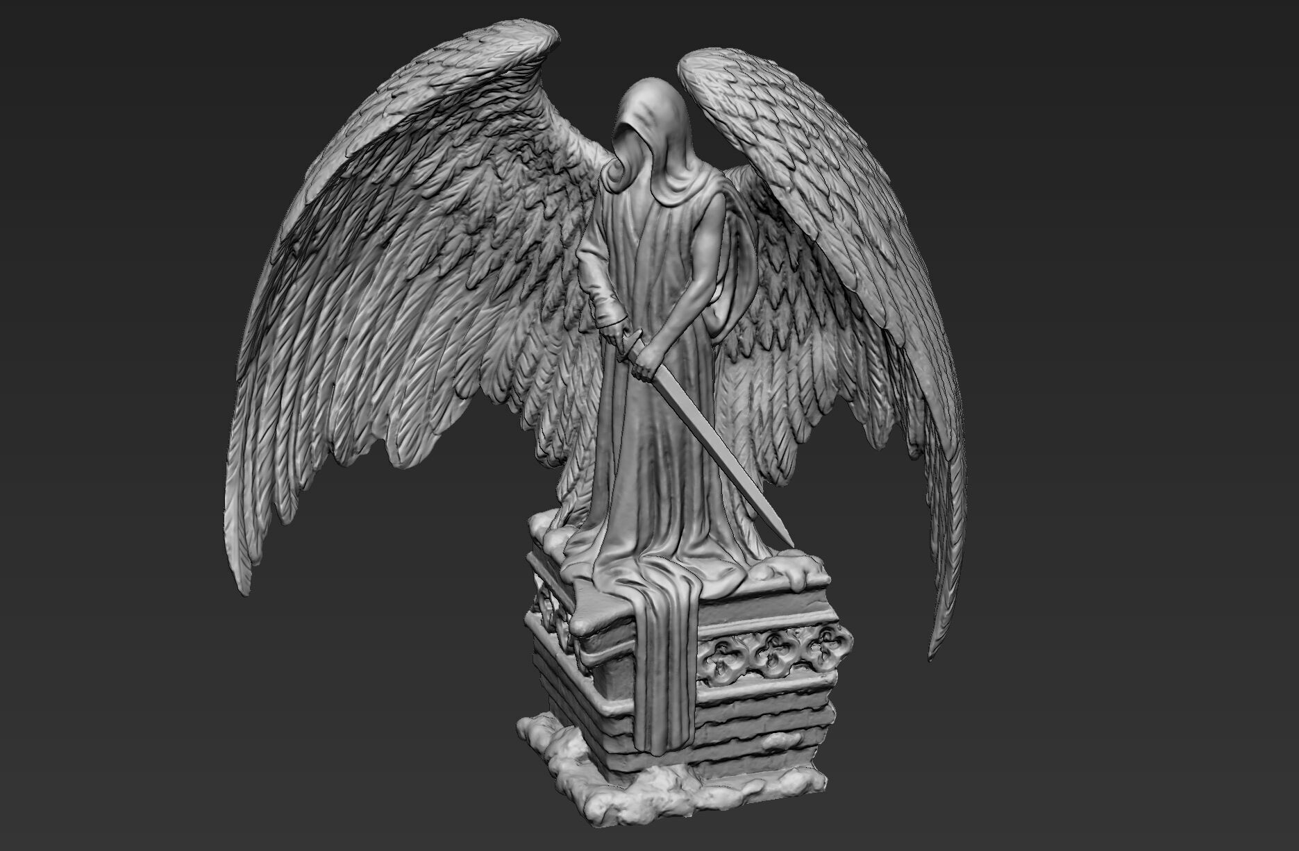 Angel Protector Statue 3D print model_3