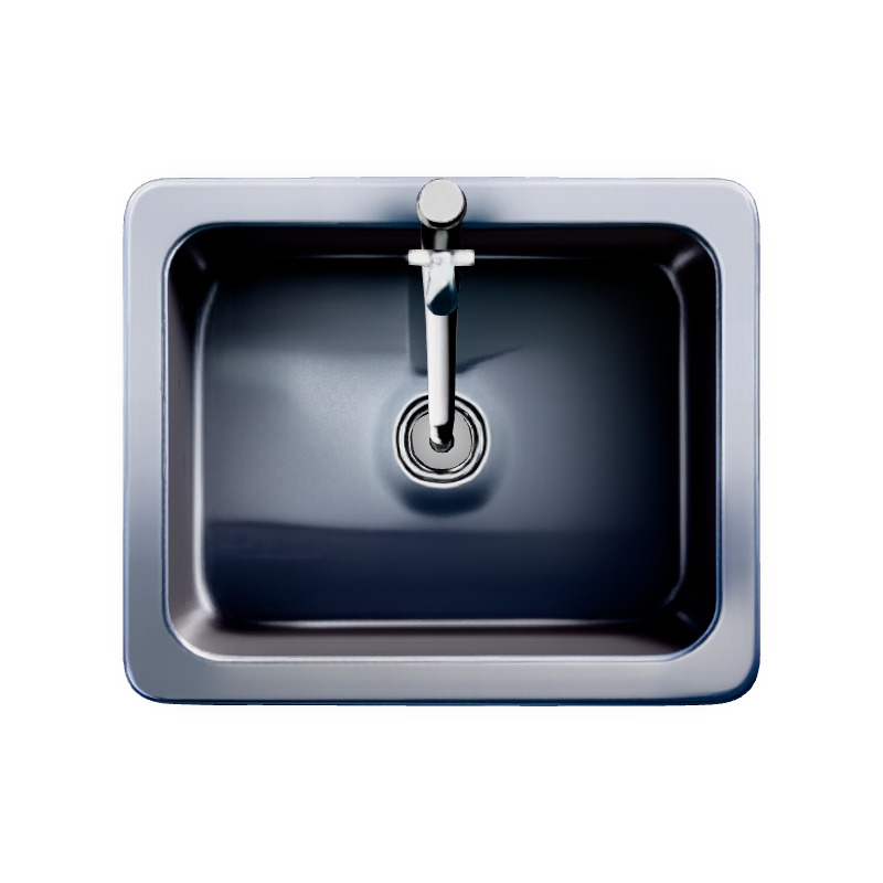 Modern Kitchen Sink 3D Model Stylized Black Basin with Faucet  Low-poly 3D model_7