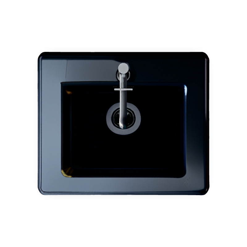 Stylized Square Kitchen Sink 3D Model Black Basin with Low-poly 3D model_7
