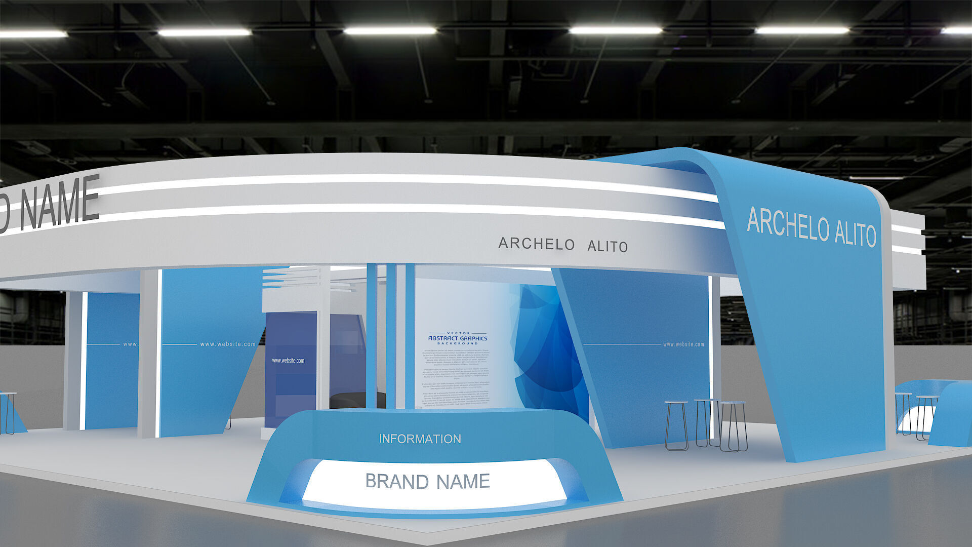 exhibition booth stand 3d model 3D model_2