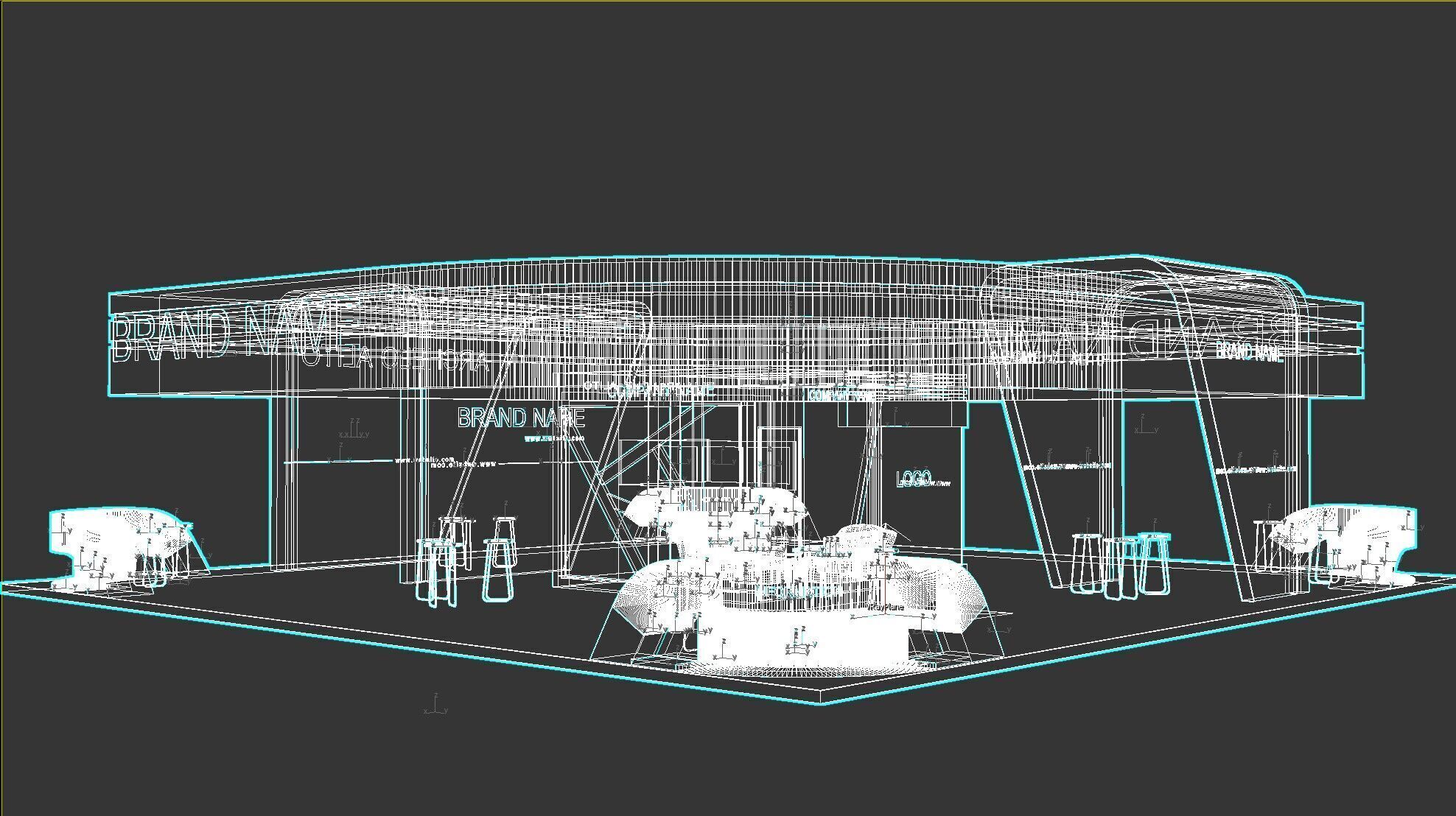 exhibition booth stand 3d model 3D model_7