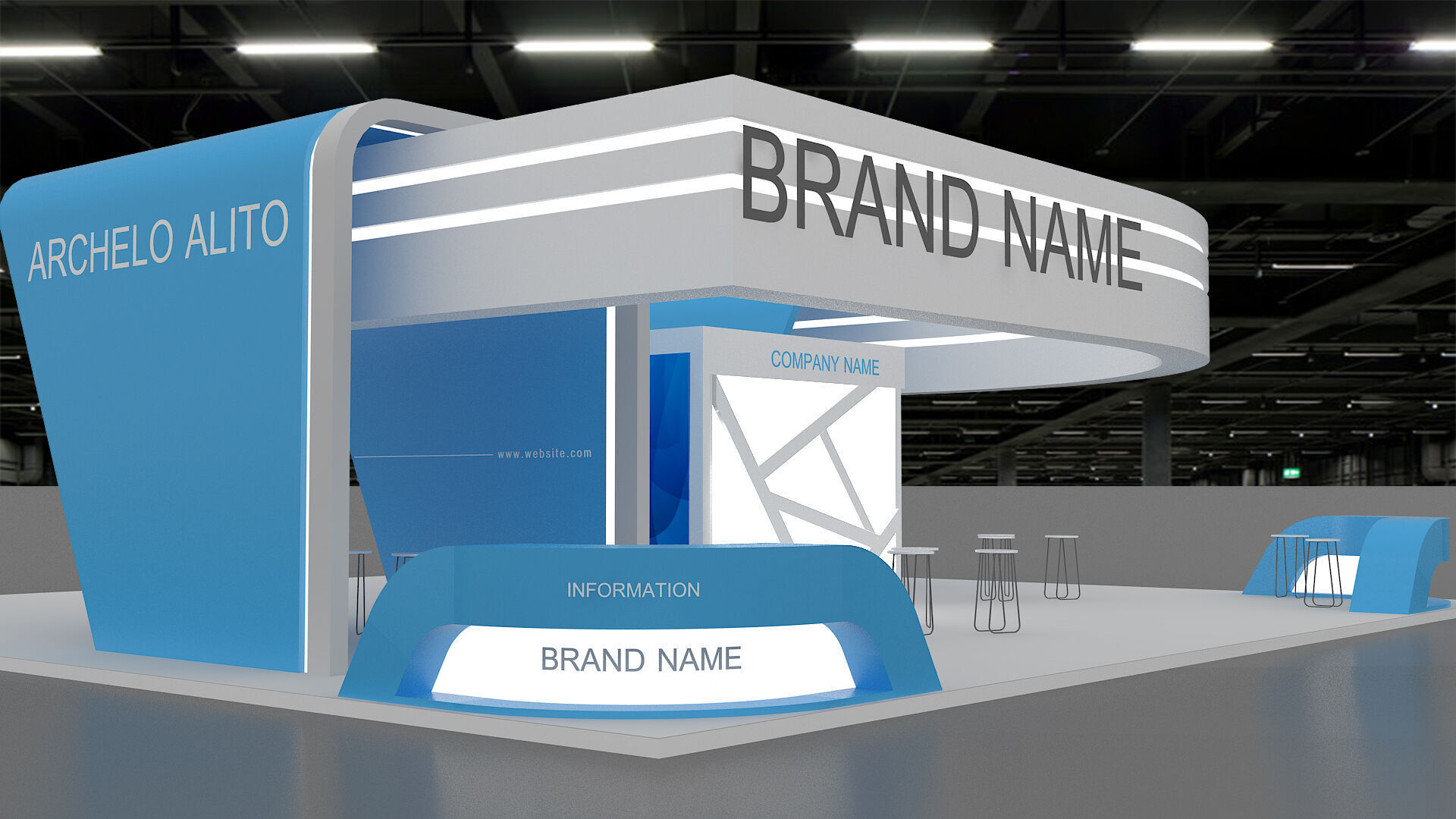 exhibition booth stand 3d model 3D model_1