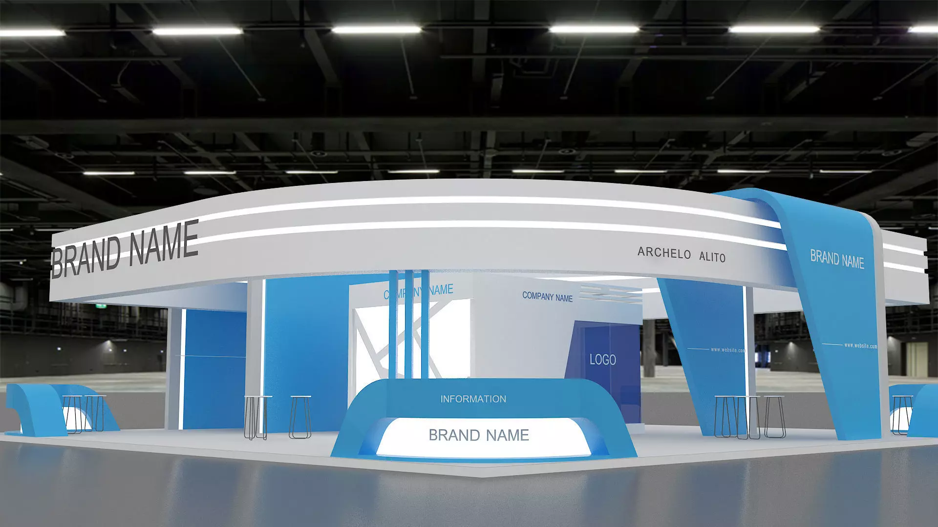 exhibition booth stand 3d model 3D model_0