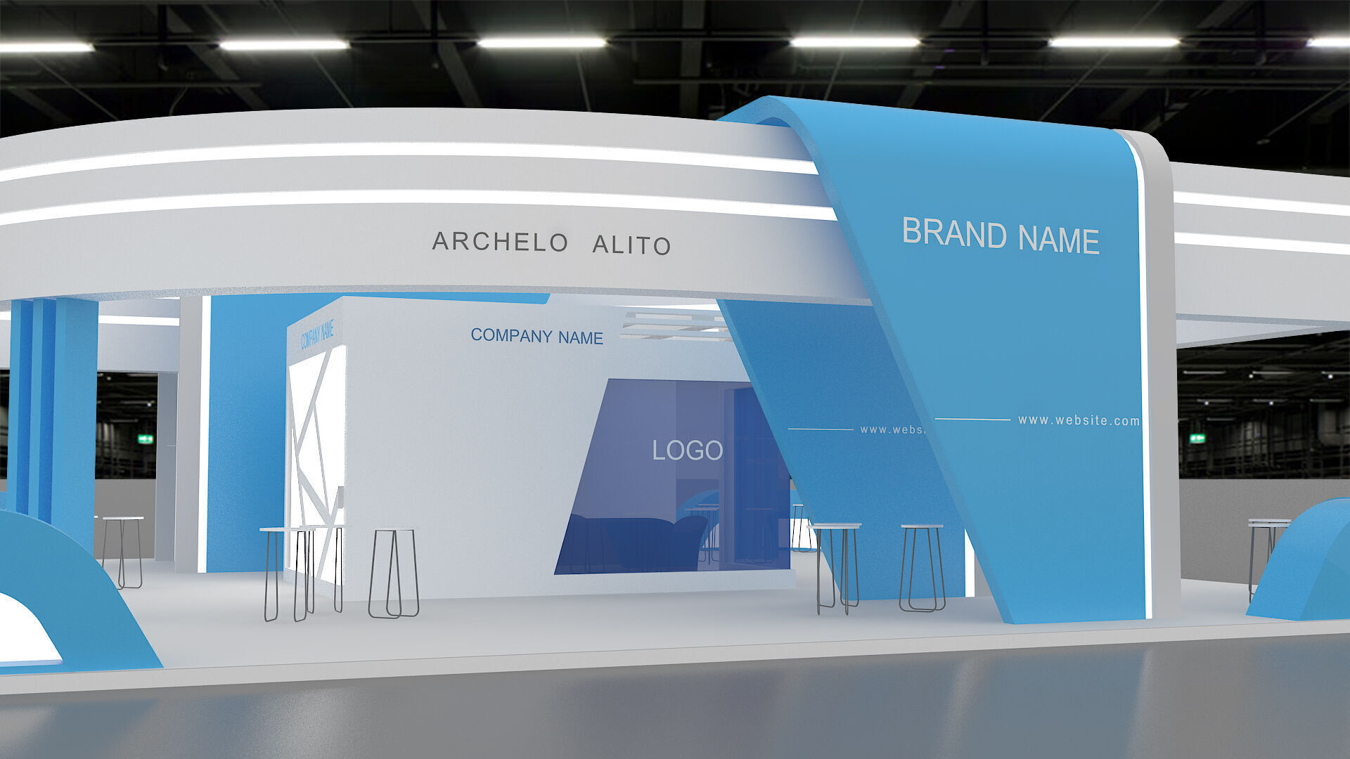 exhibition booth stand 3d model 3D model_3