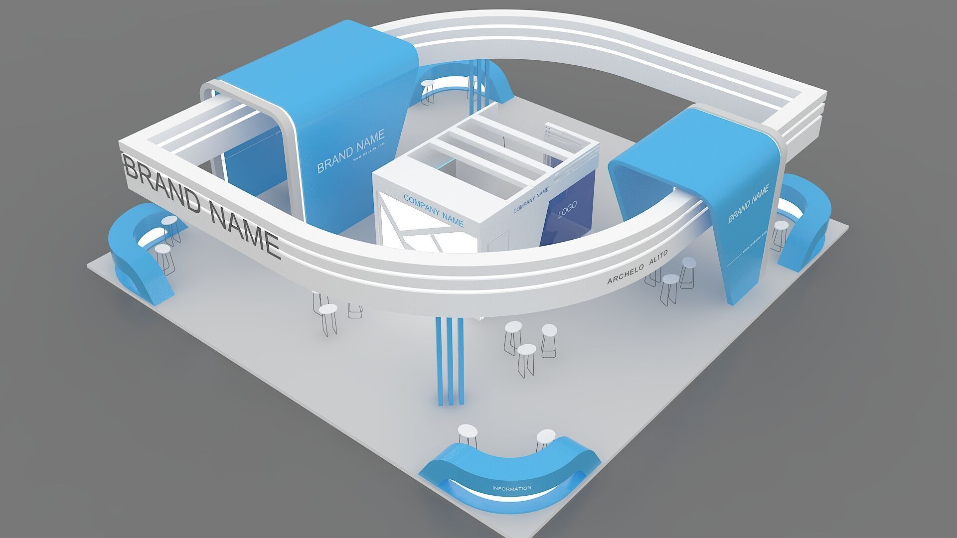 exhibition booth stand 3d model 3D model_5