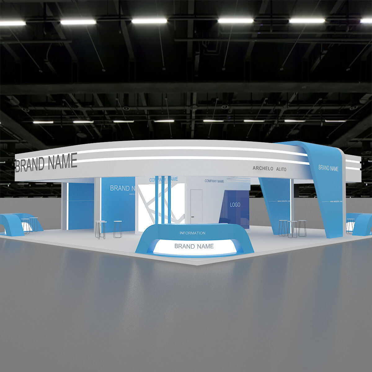 exhibition booth stand 3d model 3D model_6