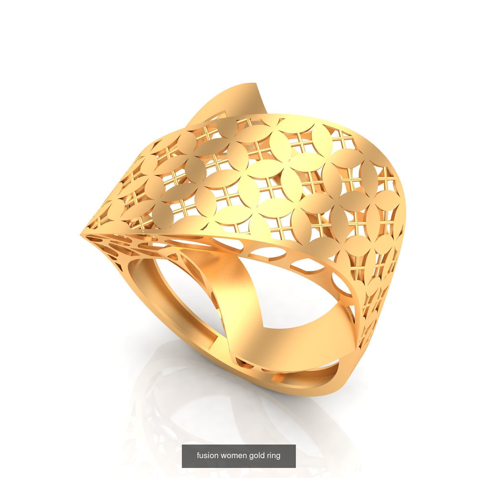 Pack of 47 gold fusion rings for women 3D Model Collection_57