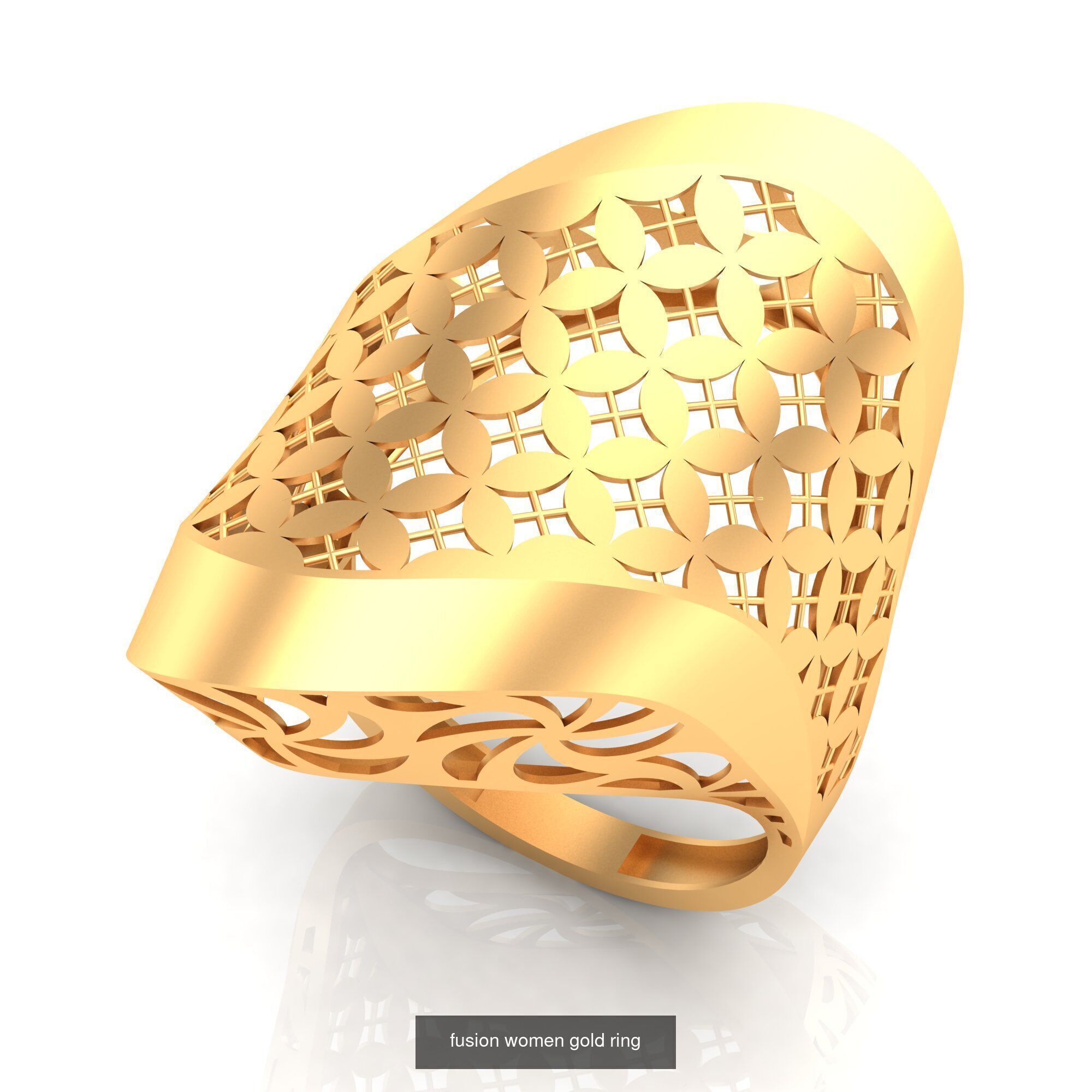 Pack of 47 gold fusion rings for women 3D Model Collection_50
