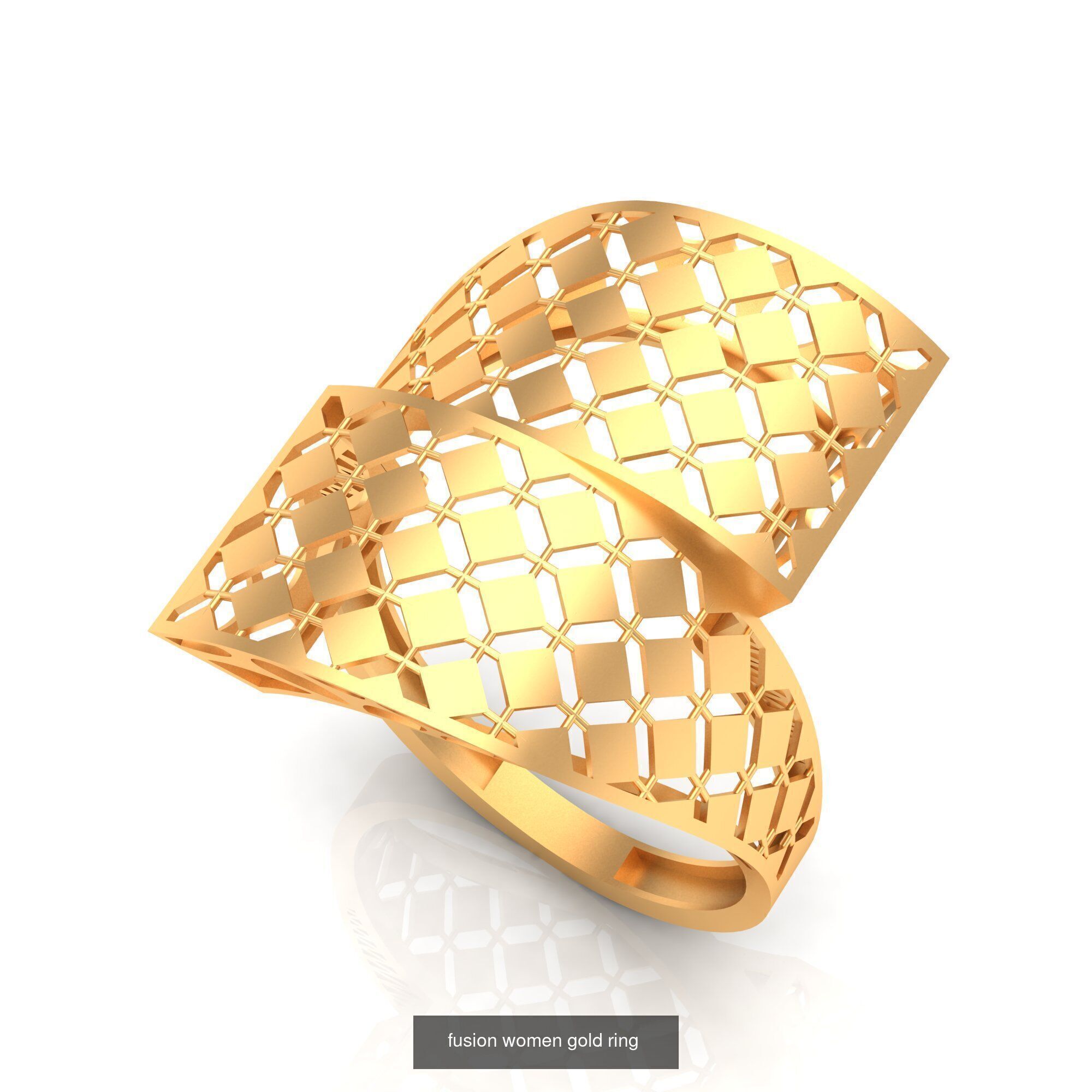 Pack of 47 gold fusion rings for women 3D Model Collection_53