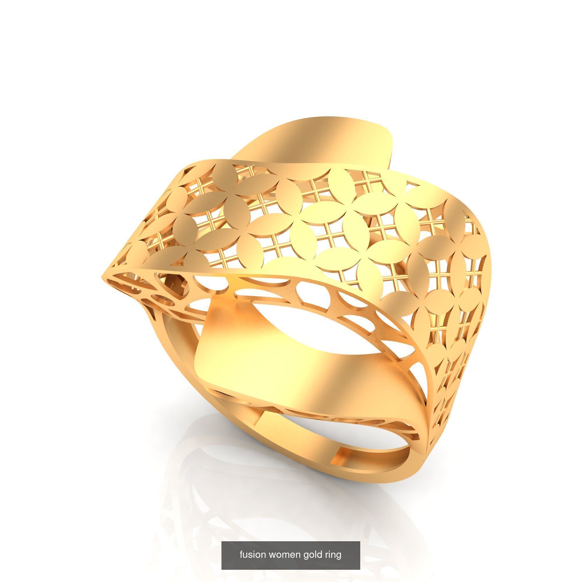 Pack of 47 gold fusion rings for women 3D Model Collection_56