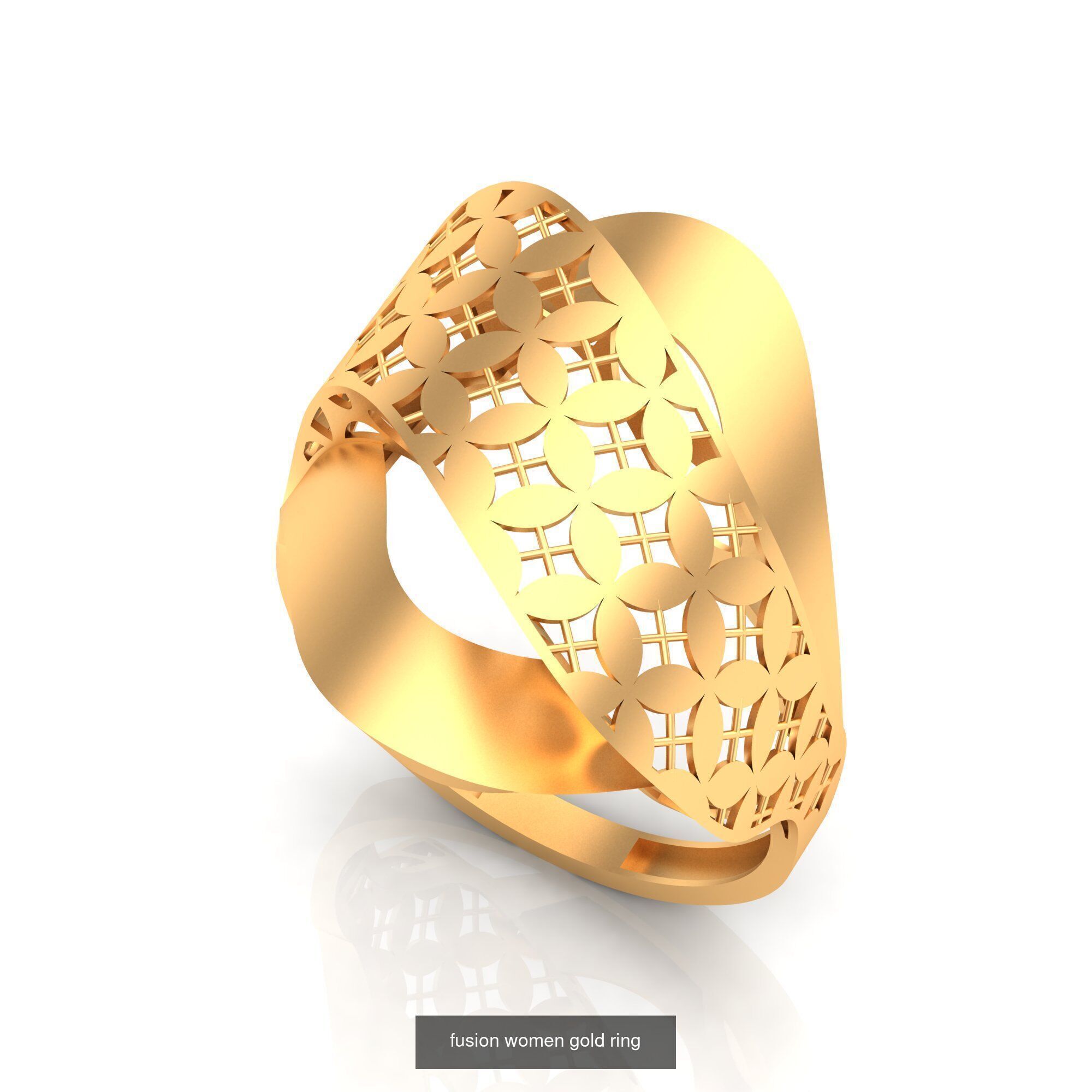 Pack of 47 gold fusion rings for women 3D Model Collection_43