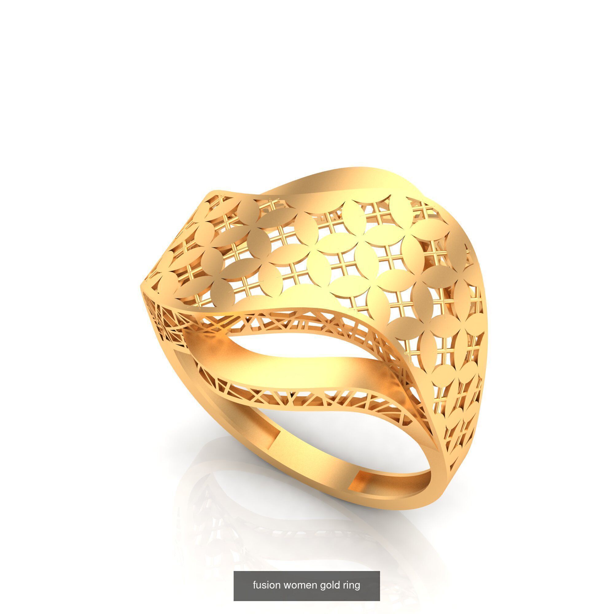 Pack of 47 gold fusion rings for women 3D Model Collection_63