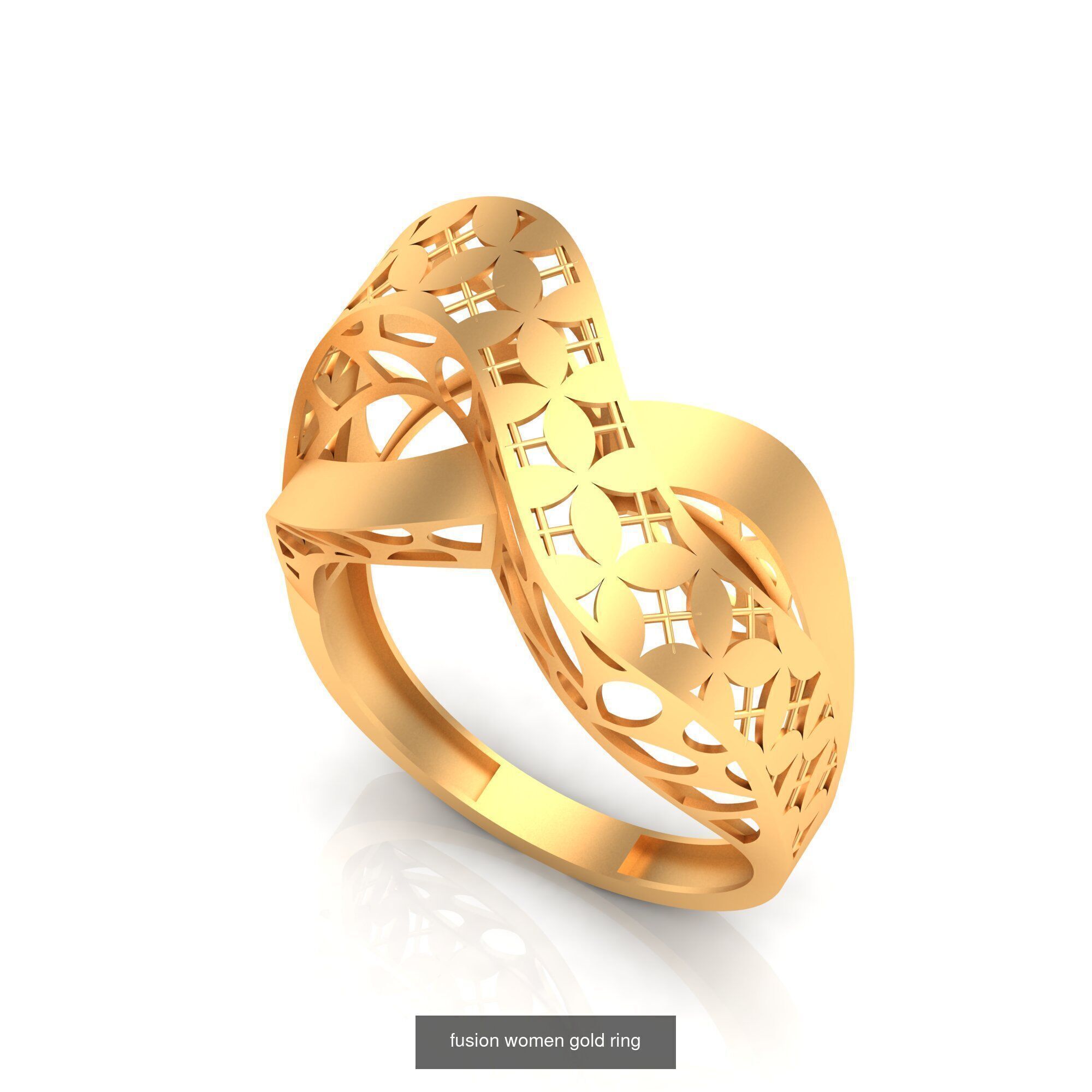 Pack of 47 gold fusion rings for women 3D Model Collection_46